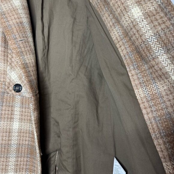 United Colors Of Benetton Double Breasted Pea Coat Sz S Plaid Wool Boho 70’s - Picture 10 of 15